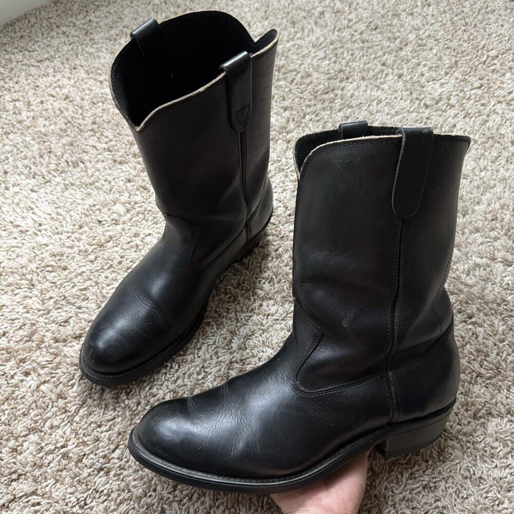 Vintage Black Leather Cowboy Boots Pull On Western Biltrite 87314 Size 10.5 EE
